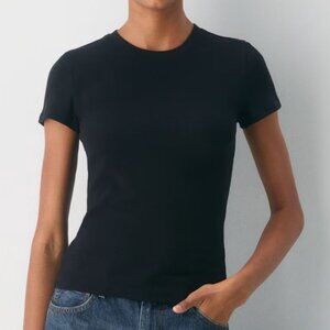 Aritzia Homestretch Black Short Sleeve Ribbed Tee - Size M